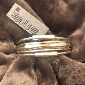 Contemporary Silver Bangle with Gold Embellishment